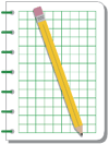 A pencil on a grid paper
Description automatically generated