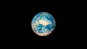 A planet in space with stars