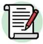 A paper with a pencil
Description automatically generated